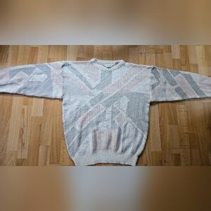 Men's Geometric Pattern Sweater - Cream and Gray
